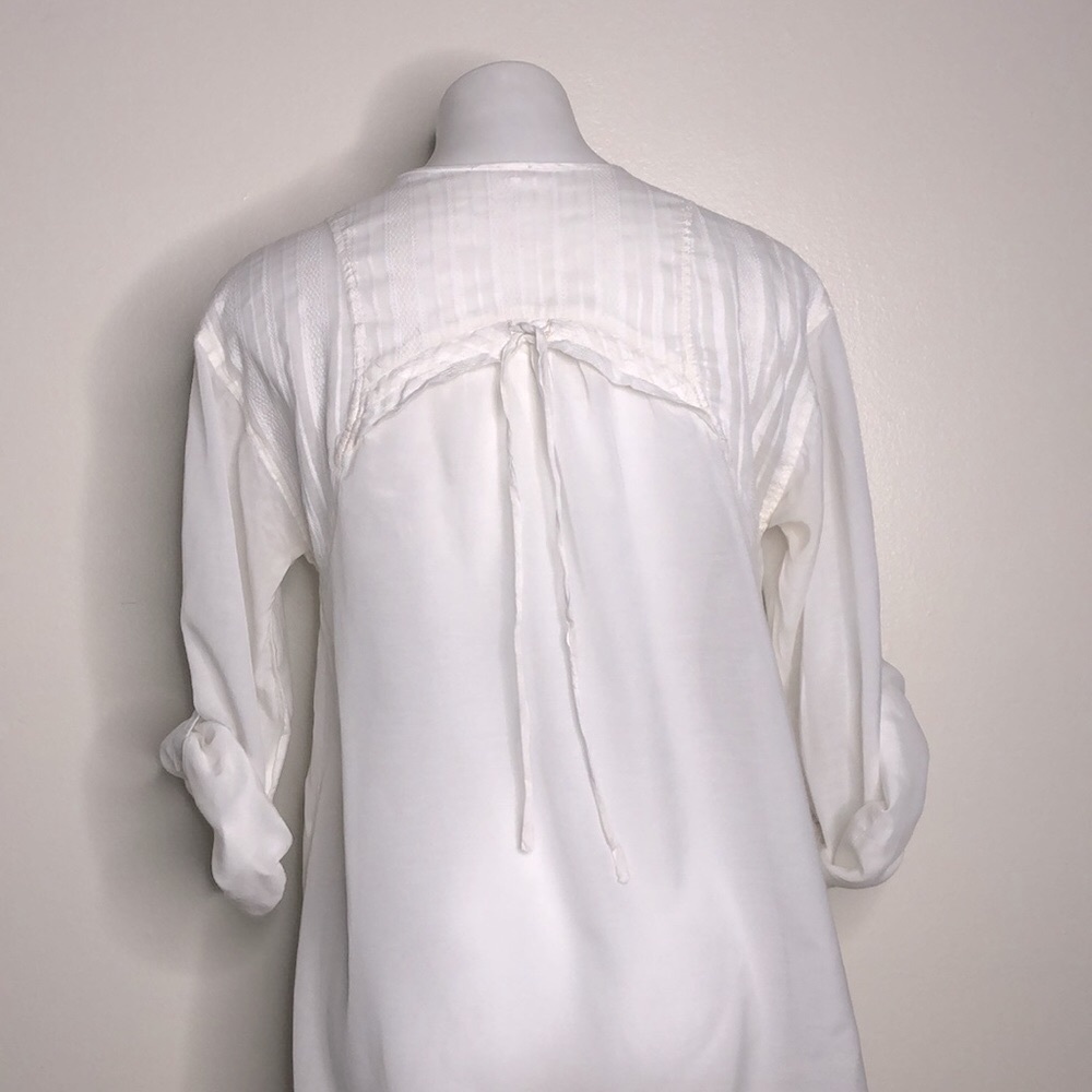 FREE PEOPLE Sheer Embroidered Tunic w/ Pockets Sz Small Petite - Picture 6 of 8